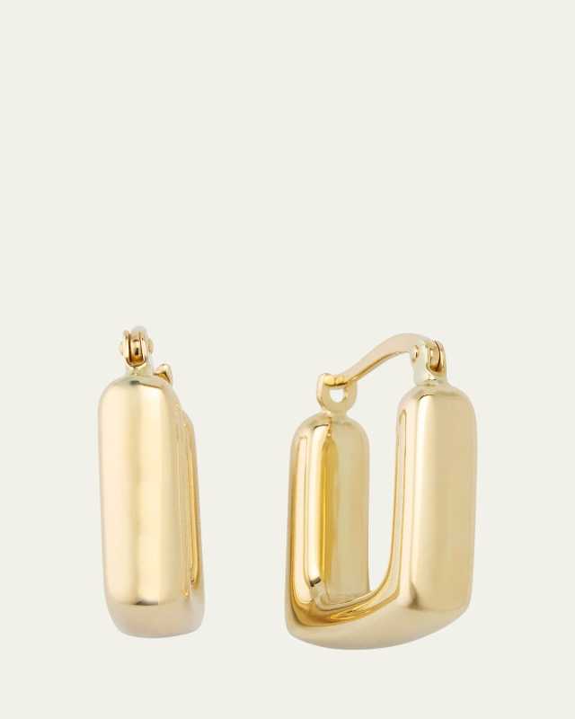 14K Yellow Gold Small Square Hoop Earrings